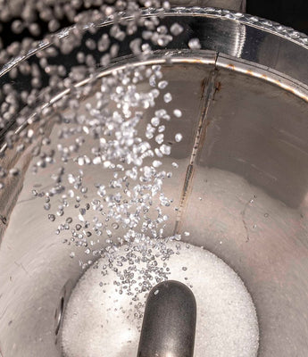 Thermoplastic polymer pellets processed in industrial compounding equipment to ensure consistent material quality, controlled properties and reliable application performance.